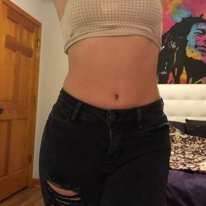 Sexy mid rise AE black ripped skinny jeans